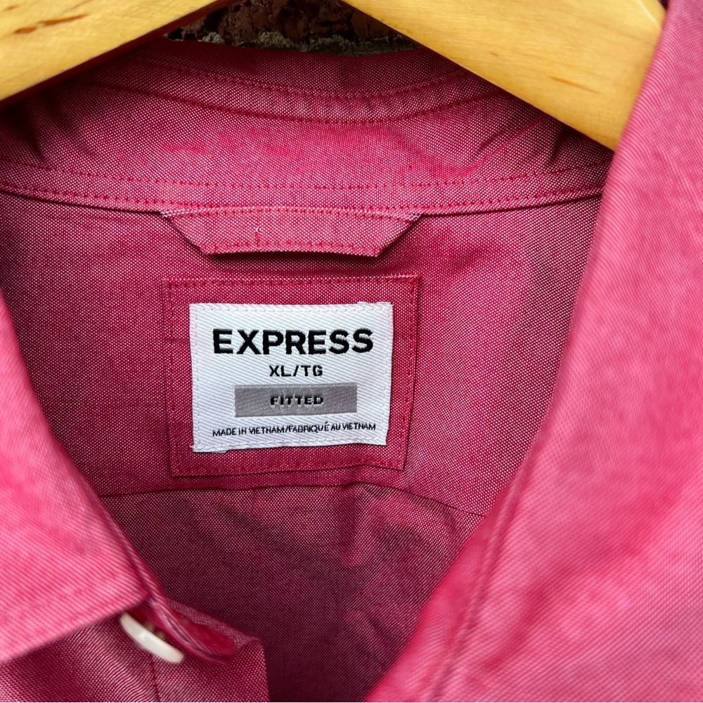 Express Fitted Glare Like Red Button Down Dress S… - image 3